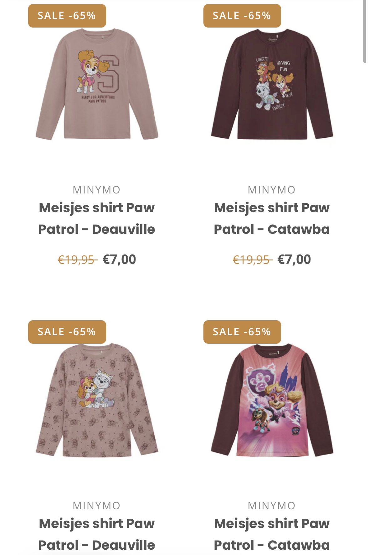 Outlet bij de kinderkledingwinkel.nl