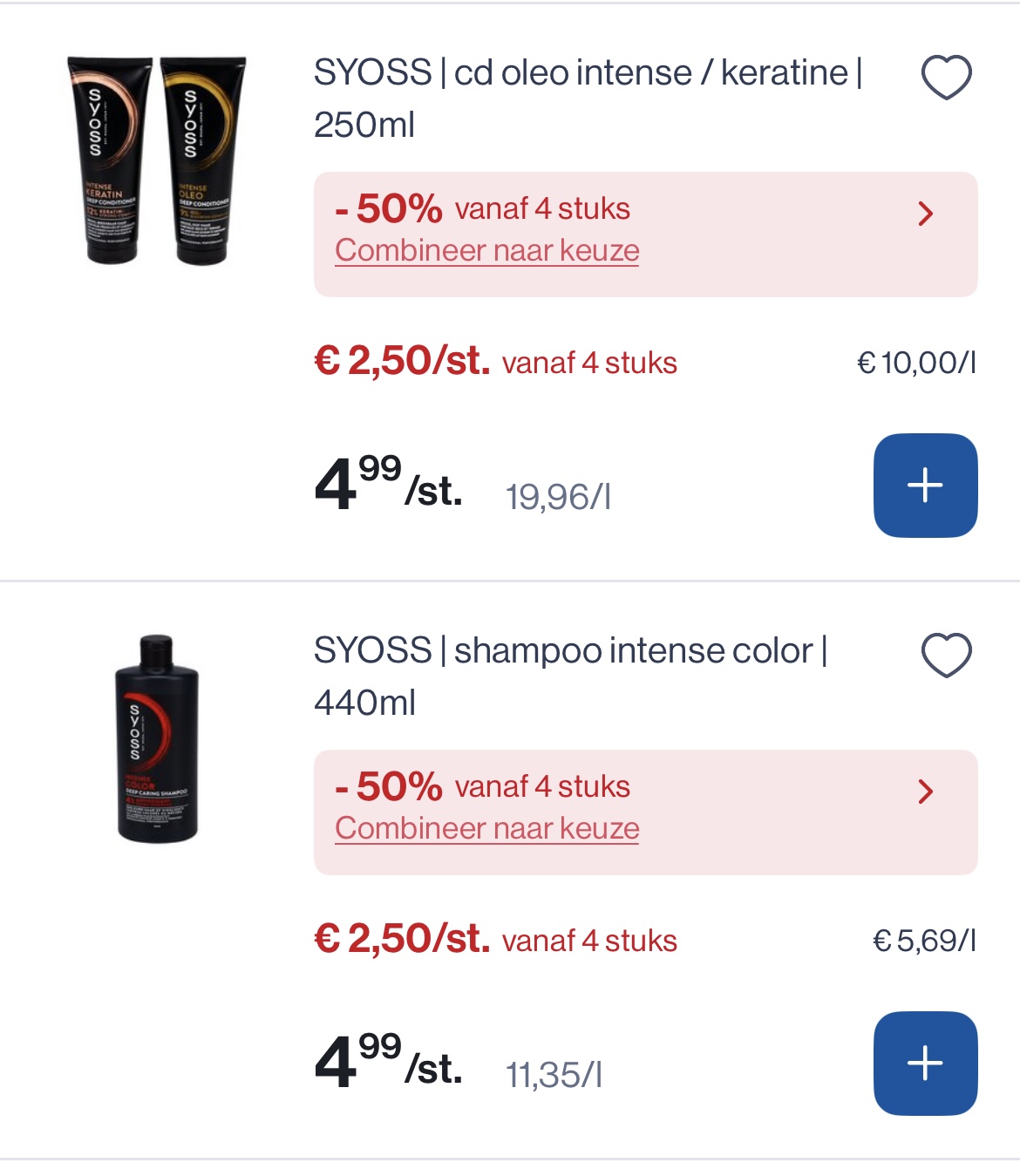 Verschillende soorten Syoss producten met dubbele korting