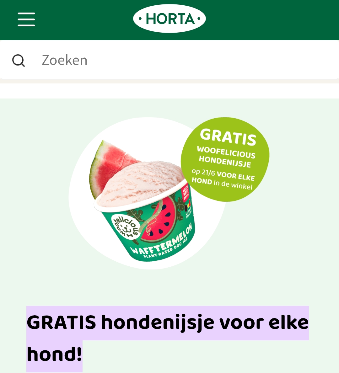 Gratis hondenijsje bij Horta op 21 juni