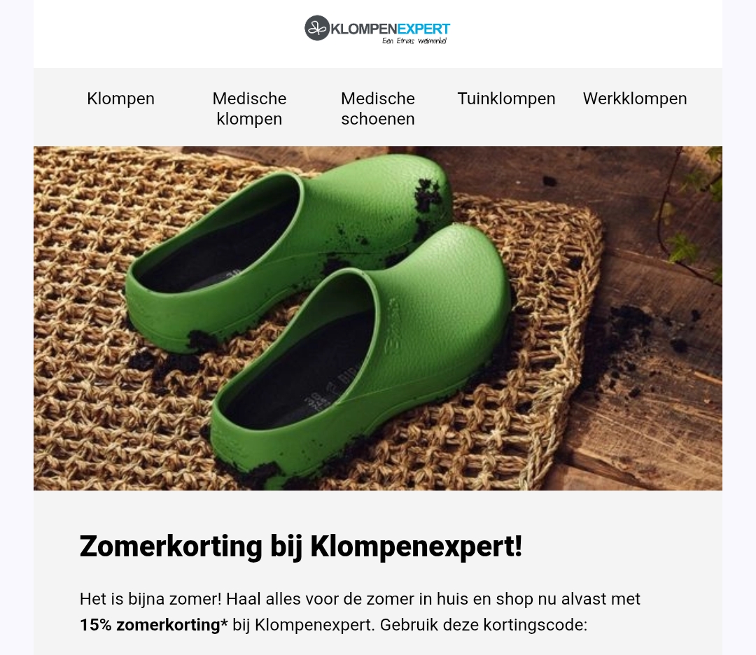 Zomerkorting van 15% bij Klompenexpert!