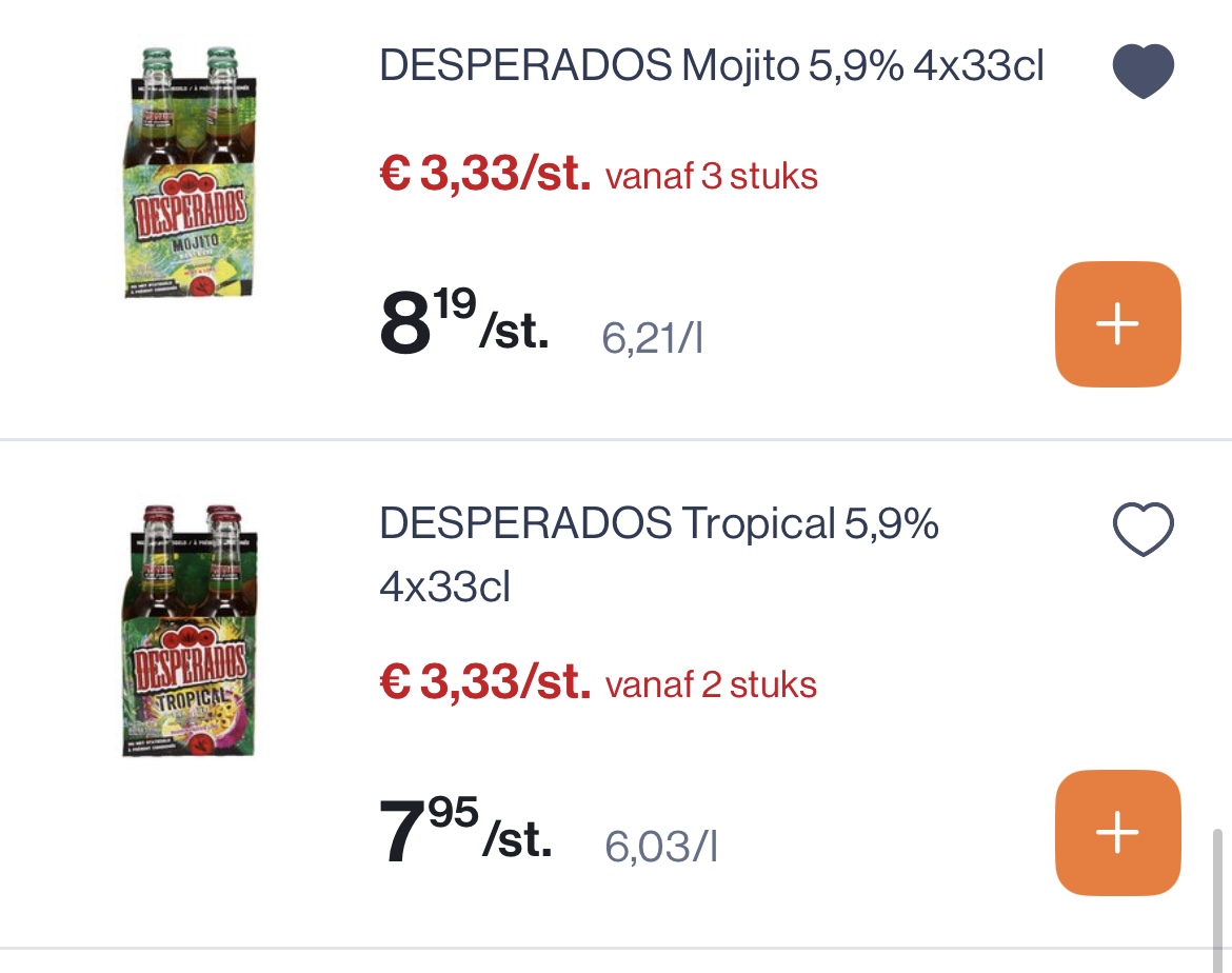 Desperados met dubbele korting -50% bovenop