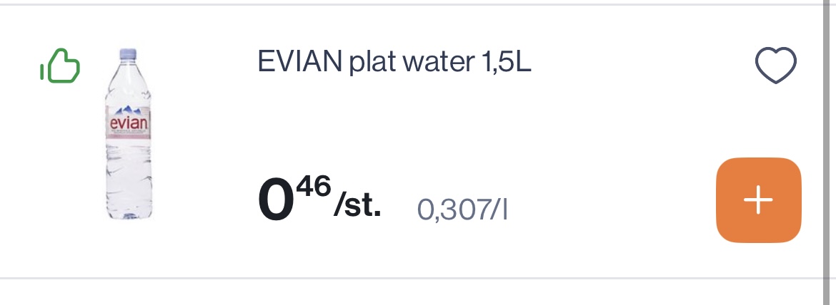 Evian plat water 1,5L -50% reactie Albert Heijn
