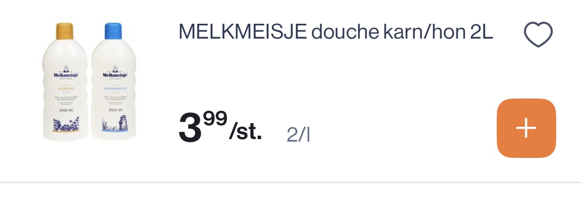 Melkmeisje douche karnemelk/honing 2L voor €3,99