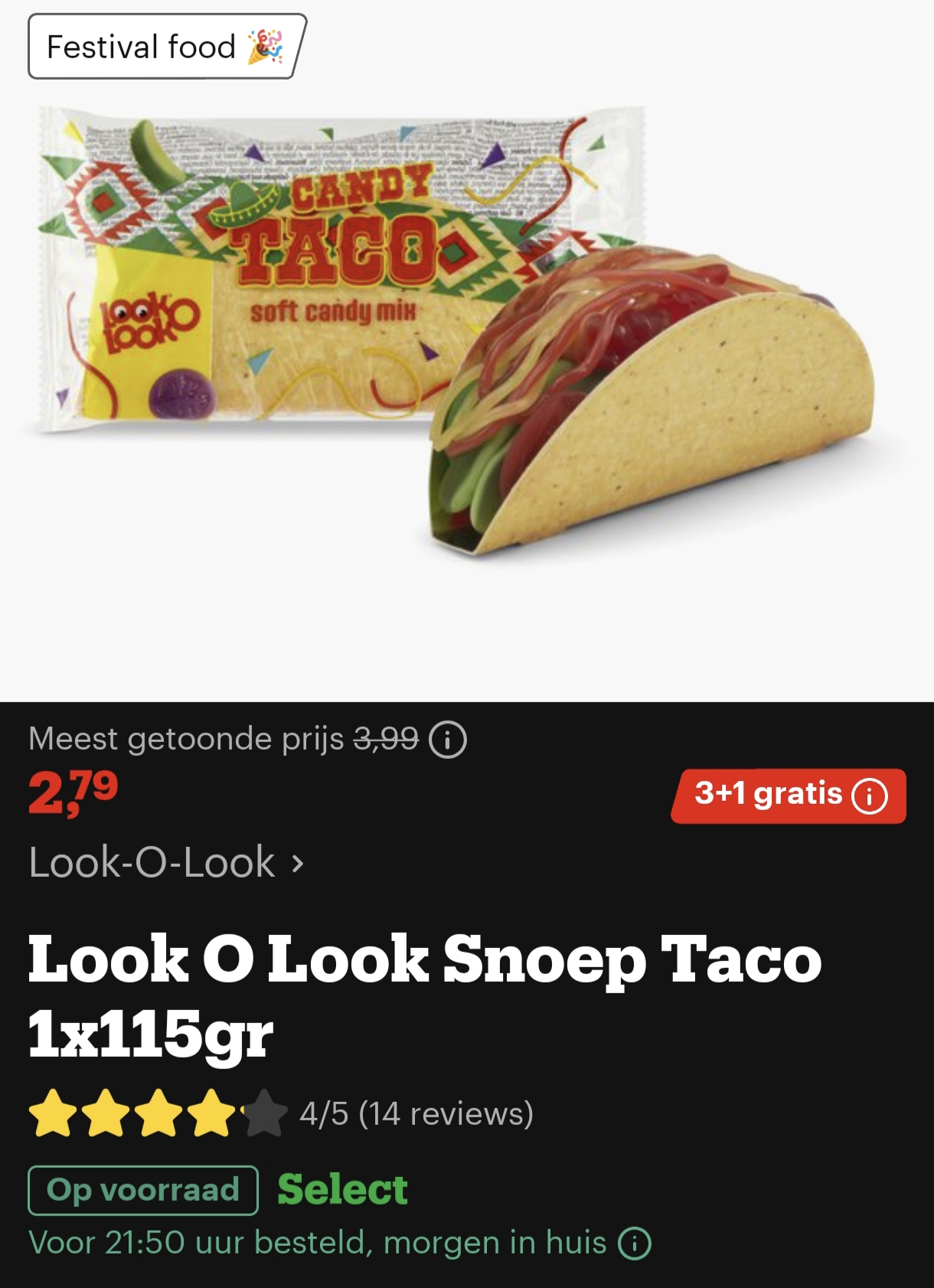 Look o look snoep taco 1x 115gr 3+1 gratis
