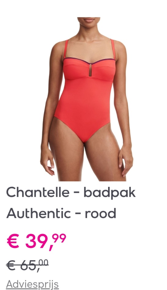 Chantelle vadpak authentic rood maat S
