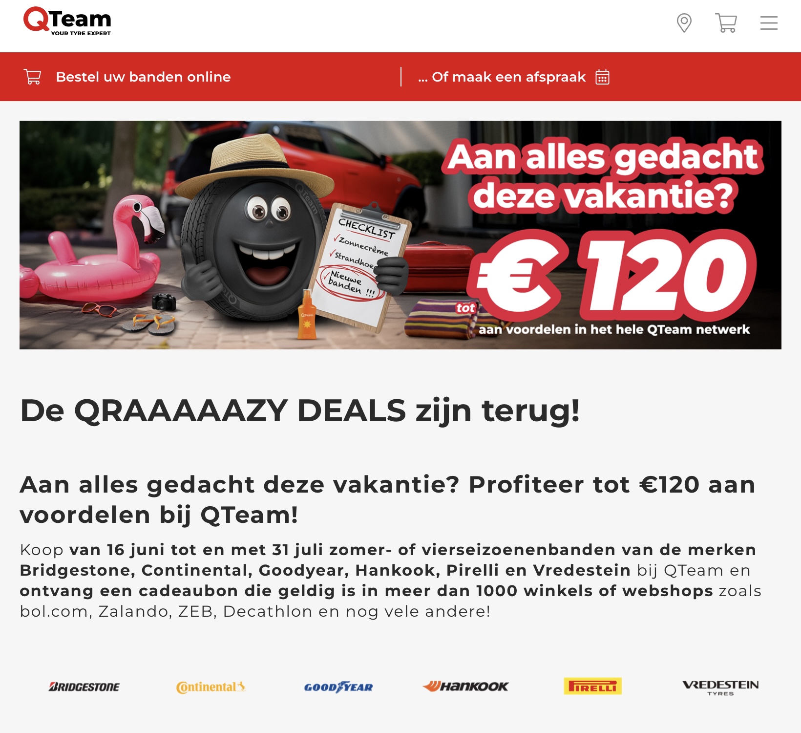 Qraaaaazydeals tot €120 aan voordelen bij QTeam