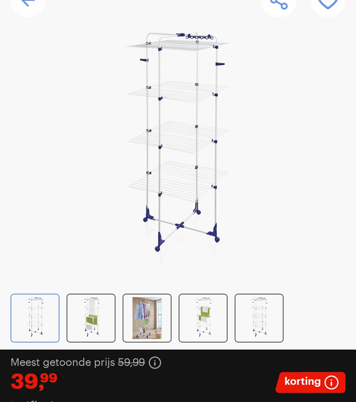 Leifheit Droogtoren 45m voor 39,99€ bij bol
