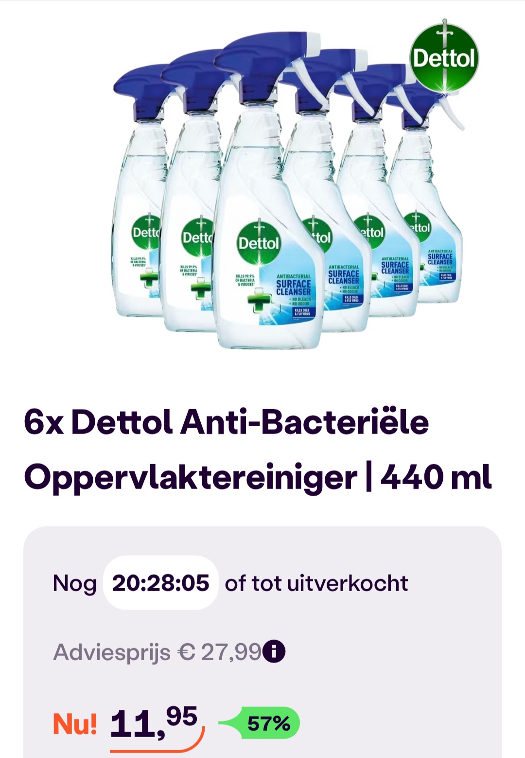 6x dettol anti-bacteriële oppervlakreiniger -57%