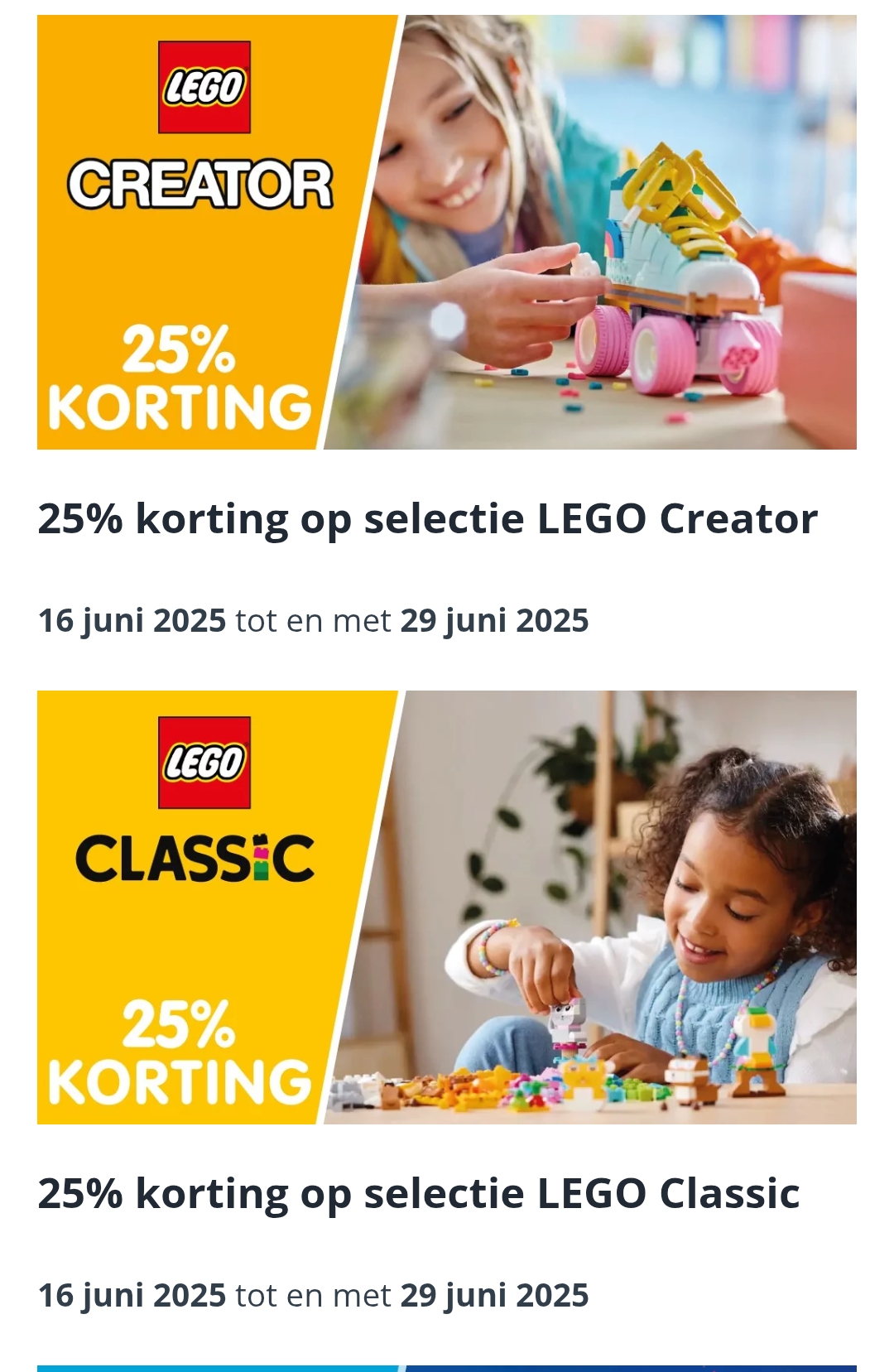 -25% Lego creator of classic bij Toychamp