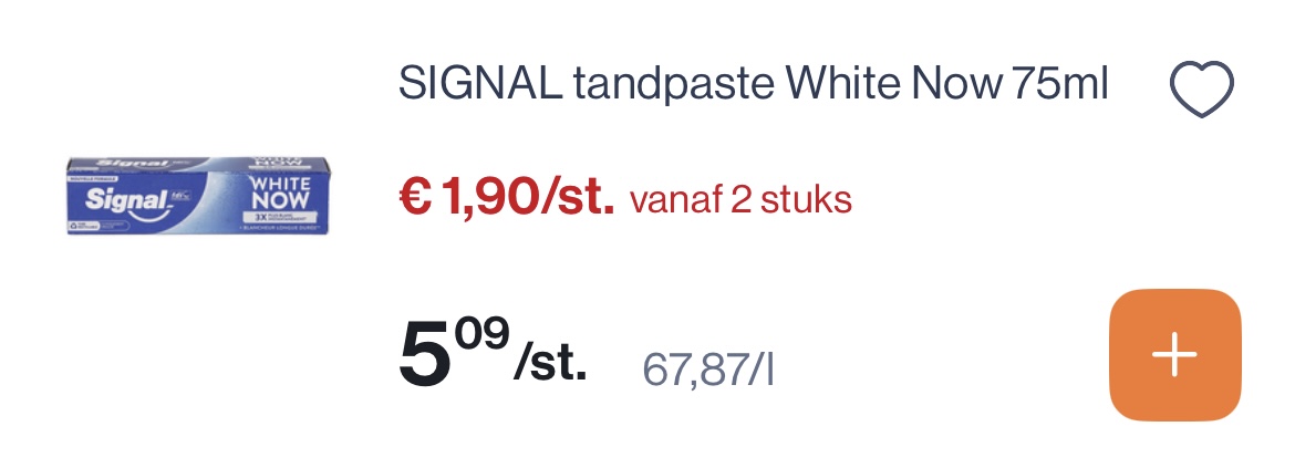 Signal tandpasta white now 75 ml veel goedkoper