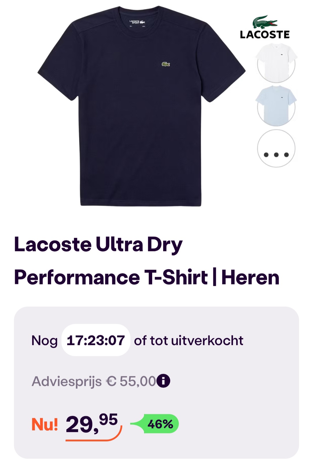 Lacoste ultra dry performance t-shirt -46%