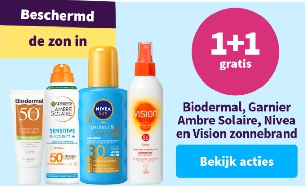 1+1 gratis op zonnecrème bij Plein