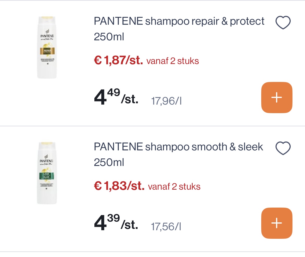 Pantene producten -60% reactie Albert Heijn