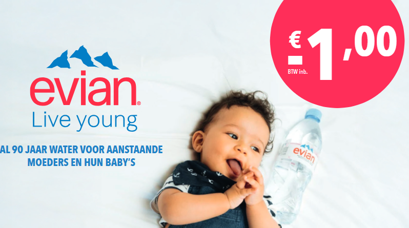-€1,00 op Evian 🥛 Coupon