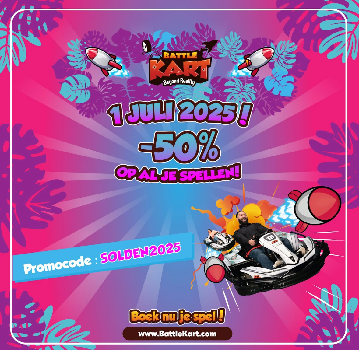 spellen aan -50% bij BattleKart