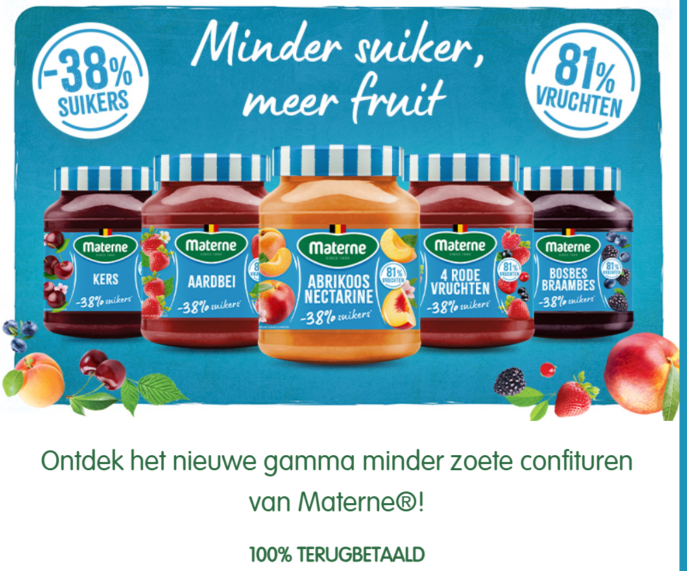 Materne confituur 100% terugbetaald via Hashting 🍒 i.s.m. Delhaize