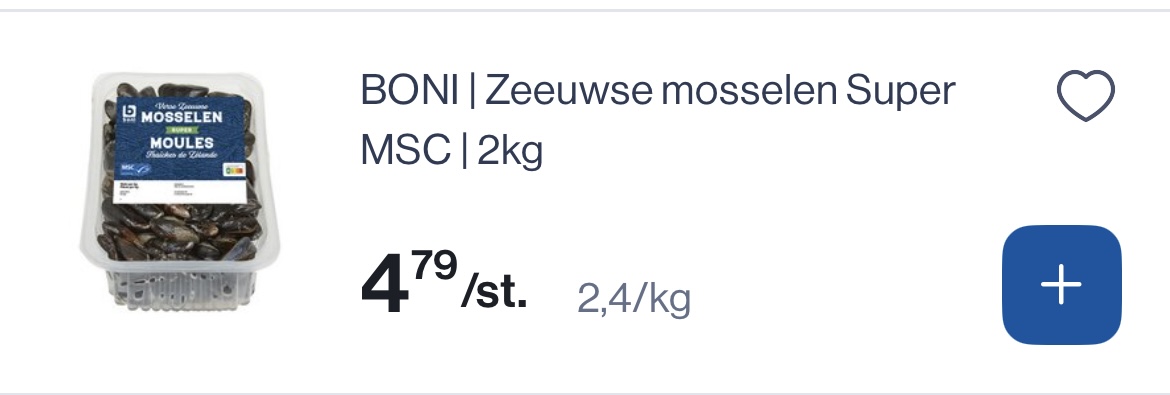 Boni Zeeuwse Mosselen super MSC 2 kg voor 4,79€