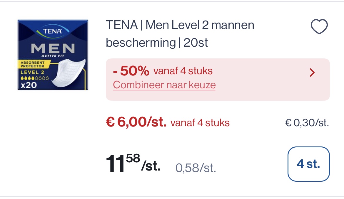 Tena men leven 2 mannen -50% extra