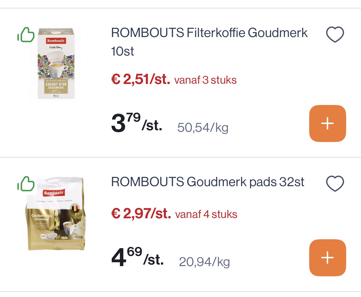 Rombouts koffie goedkoper reactie Delhaize