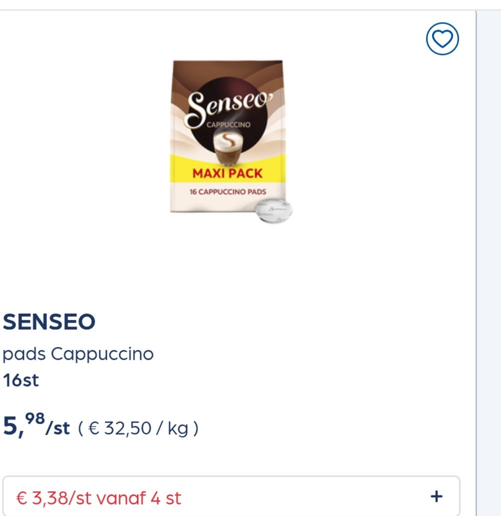SENSEO pads Cappuccino 16st in promo door Delhaize