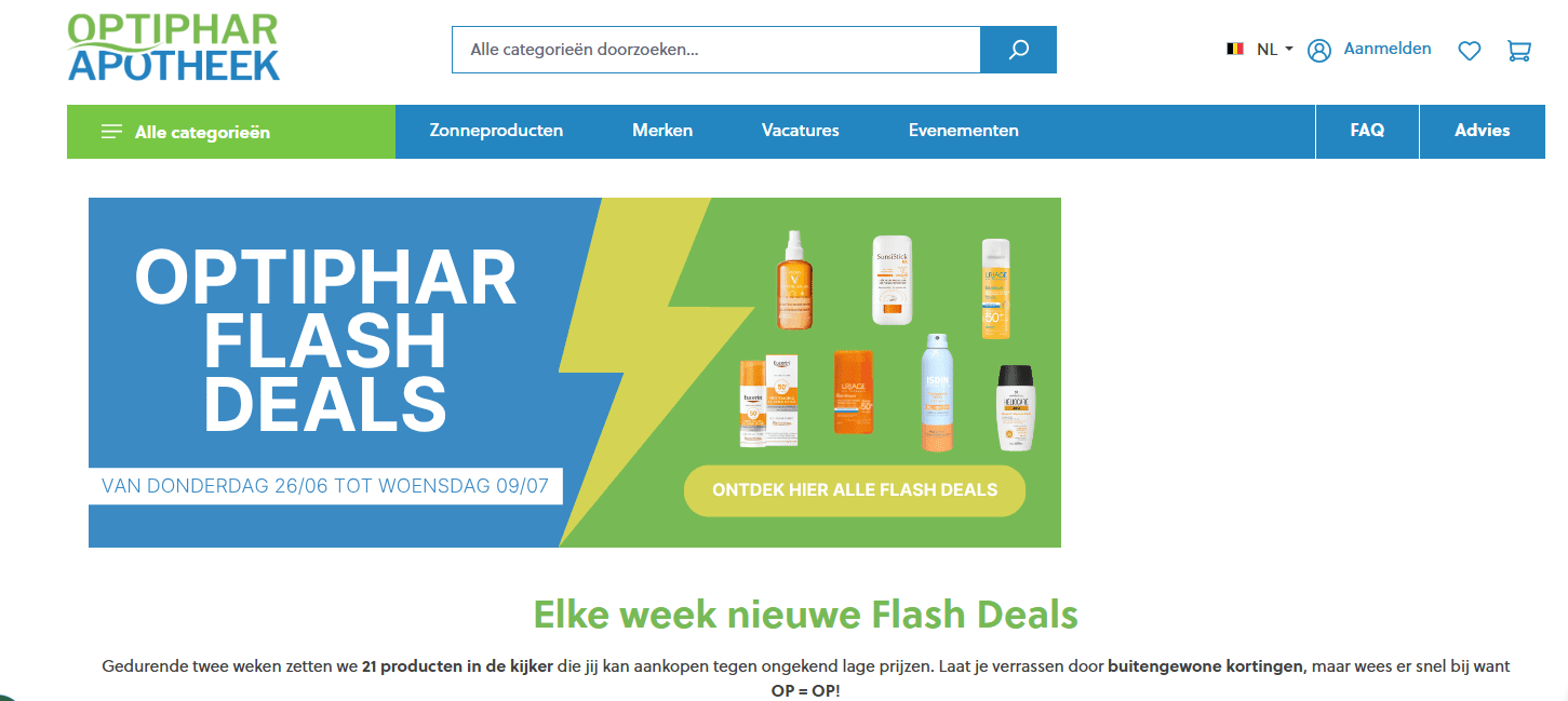 Optiphar flash deals tot -50%