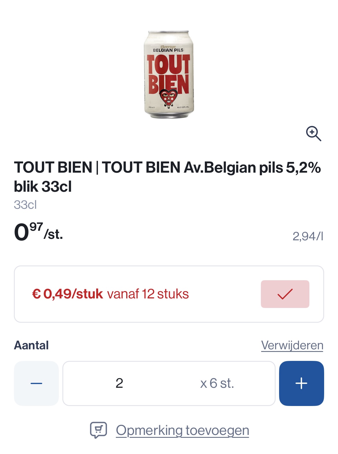 Tout bien Belgian pils blik 33 cl -50%