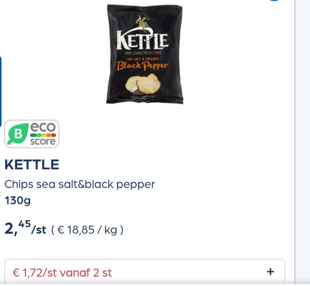 KETTLE Chips in promo reactie Delhaize 2e -60%