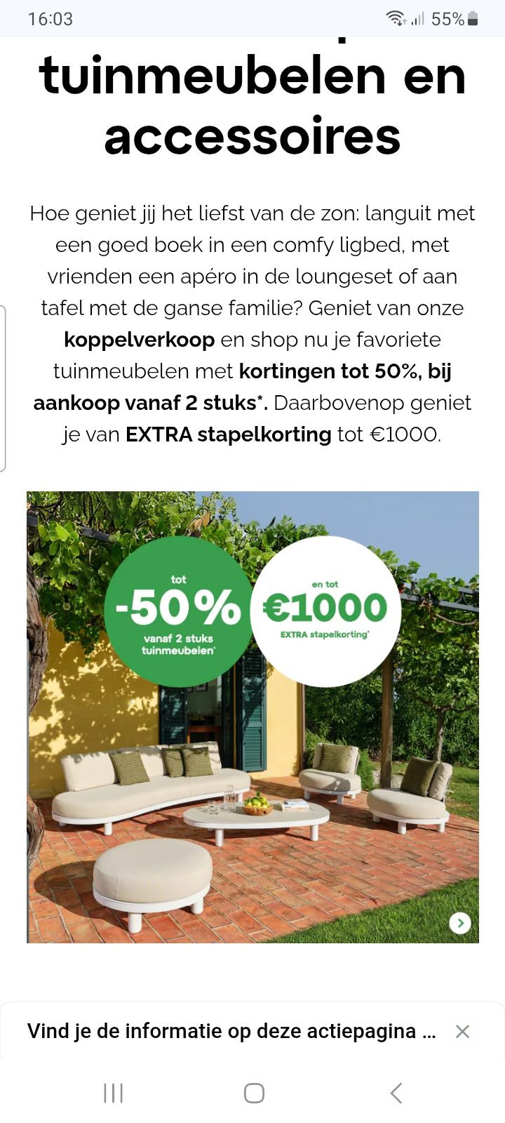 Tot -50% op tuinmeubelen én tot €1000 stapelkorting