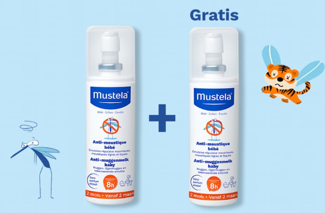 1+1 gratis Anti-muggenmelk baby & familie 💙 Mustela