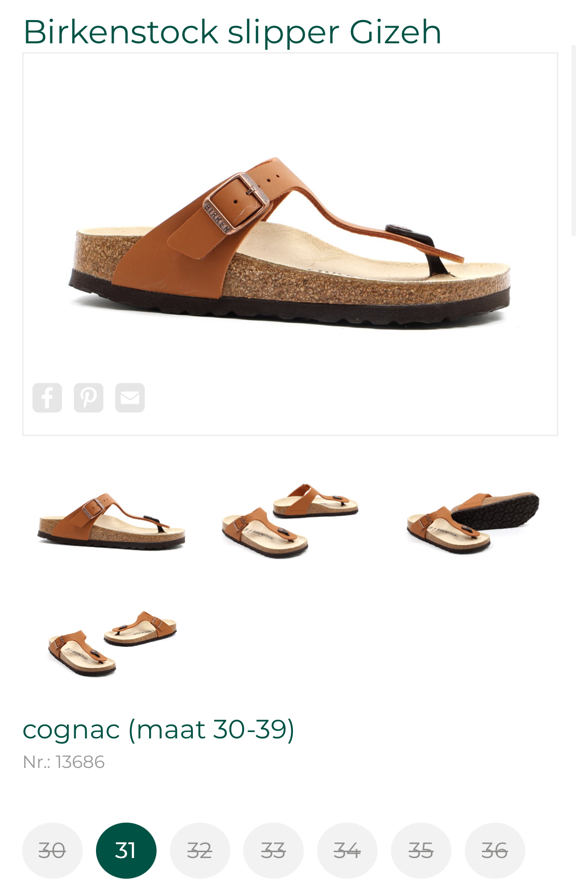 Birkenstock slipper Gizeh maat 31