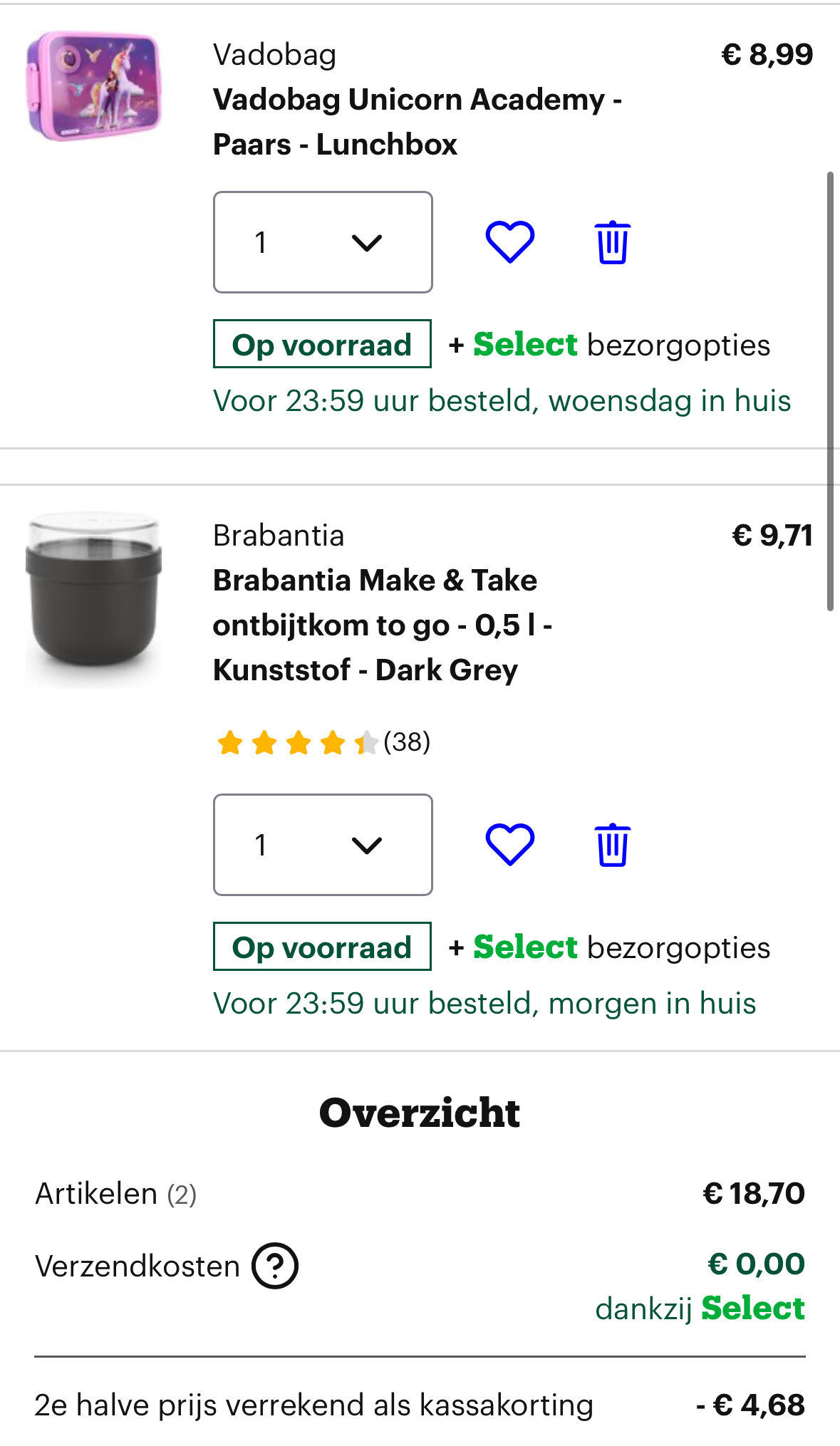 2e halve prijs op vershouden & lunchboxen