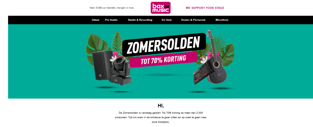 Solden bij Bax Music Shop: tot -70%