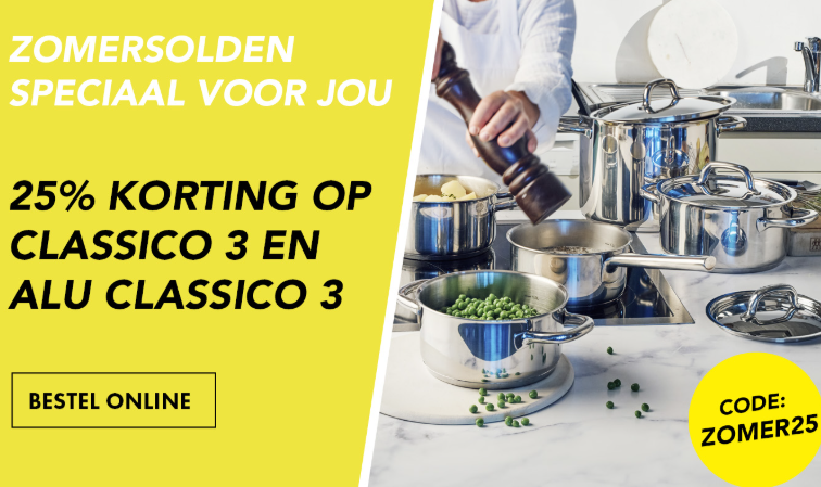 25% korting op Classico 3 en Alu Classico 3 bij Demeyere