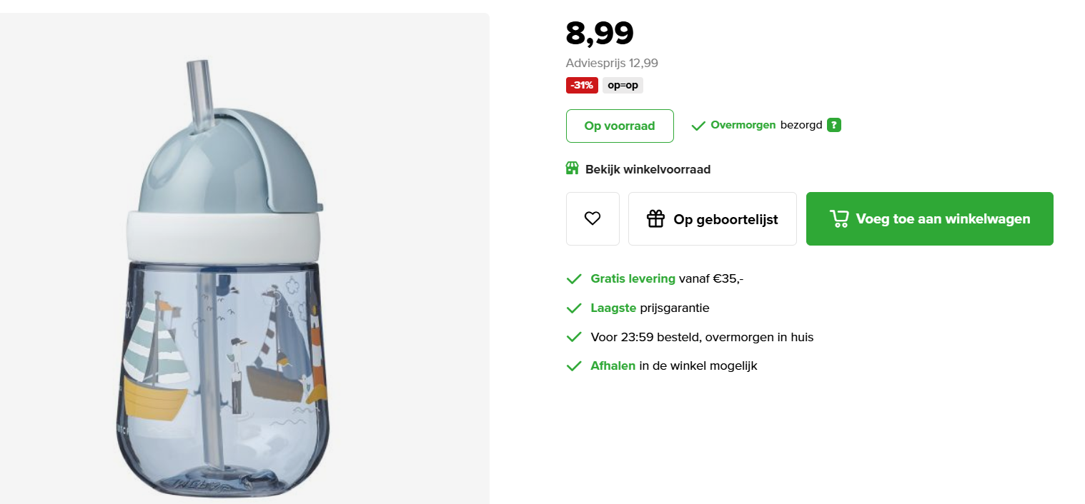 Mepal Little Dutch rietjesbeker goedkoop 👶 Babydeals