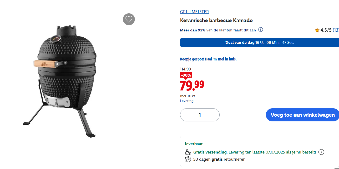 Dagdeal -30% keramische BBQ bij Lidl 🍖