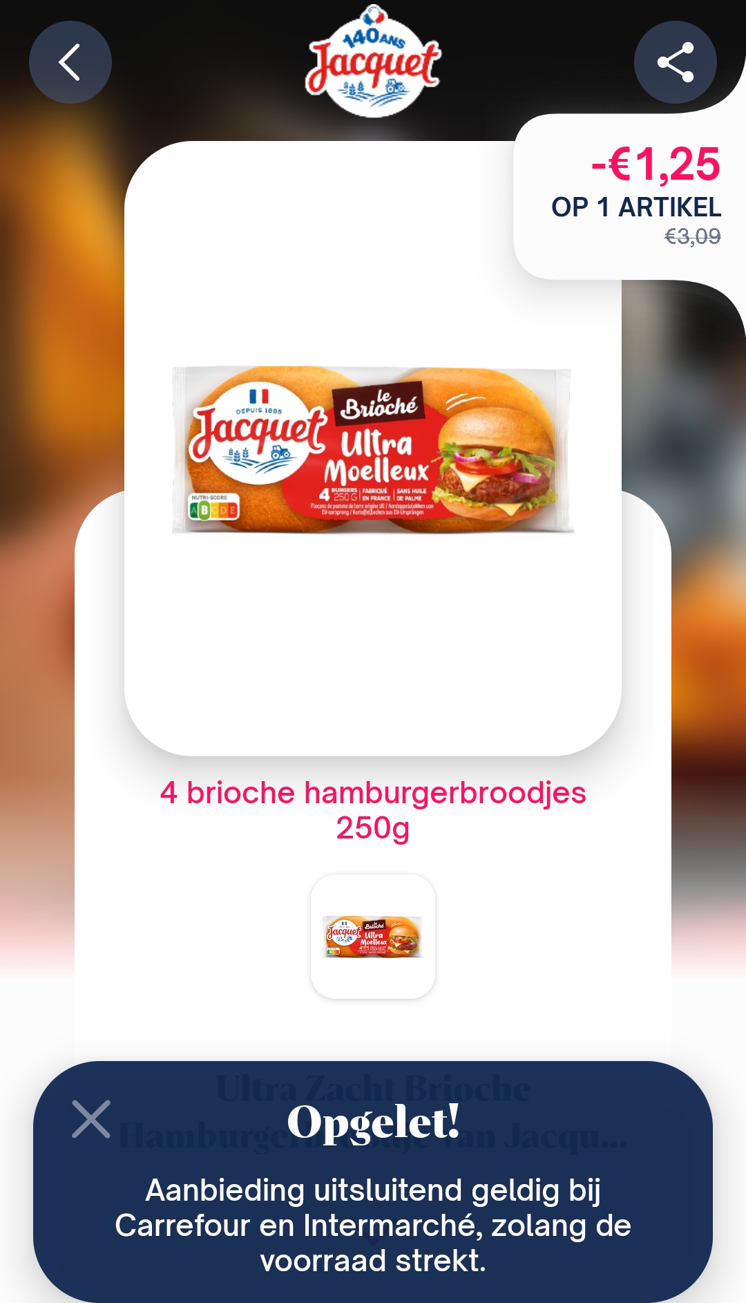 Ultra Zacht Brioche Hamburgerbroodje van Jacquet via shopmium cashback van €1,25