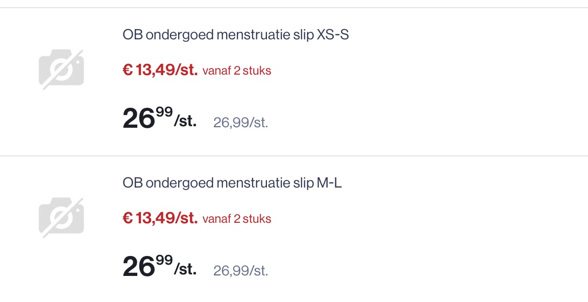 Ob menstruatie ondergoed slip -50% reactie Delhaize 1+1