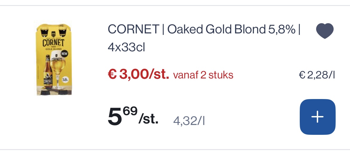 Cornet oaked gold blond en tripel karmeliet goedkoper