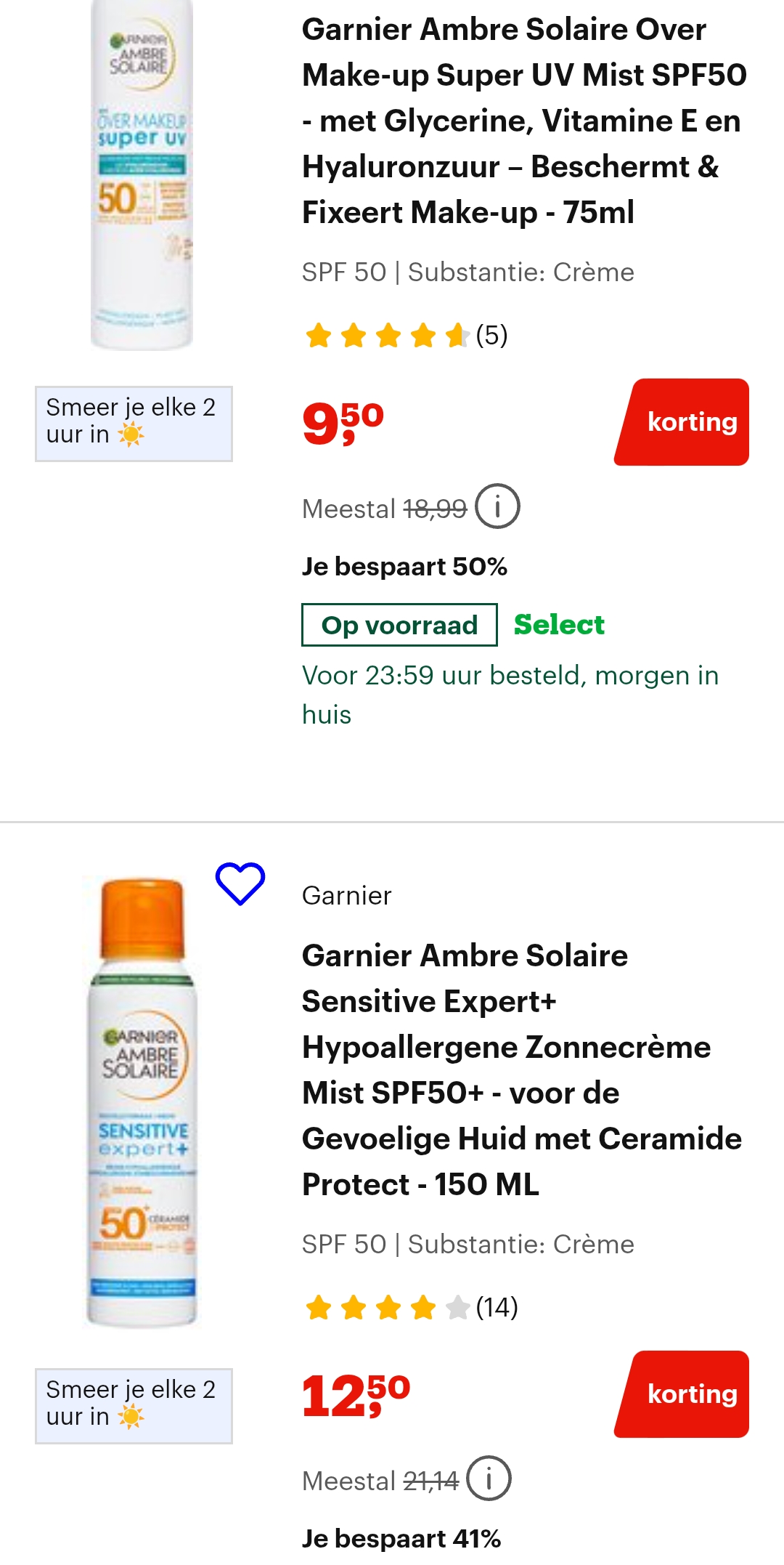 Zonnecrème tot 50% korting op bol