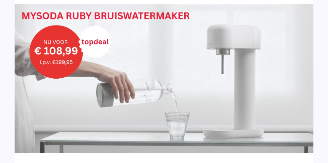 Bruiswatermaker via Knack shop aan €108 ipv €199
