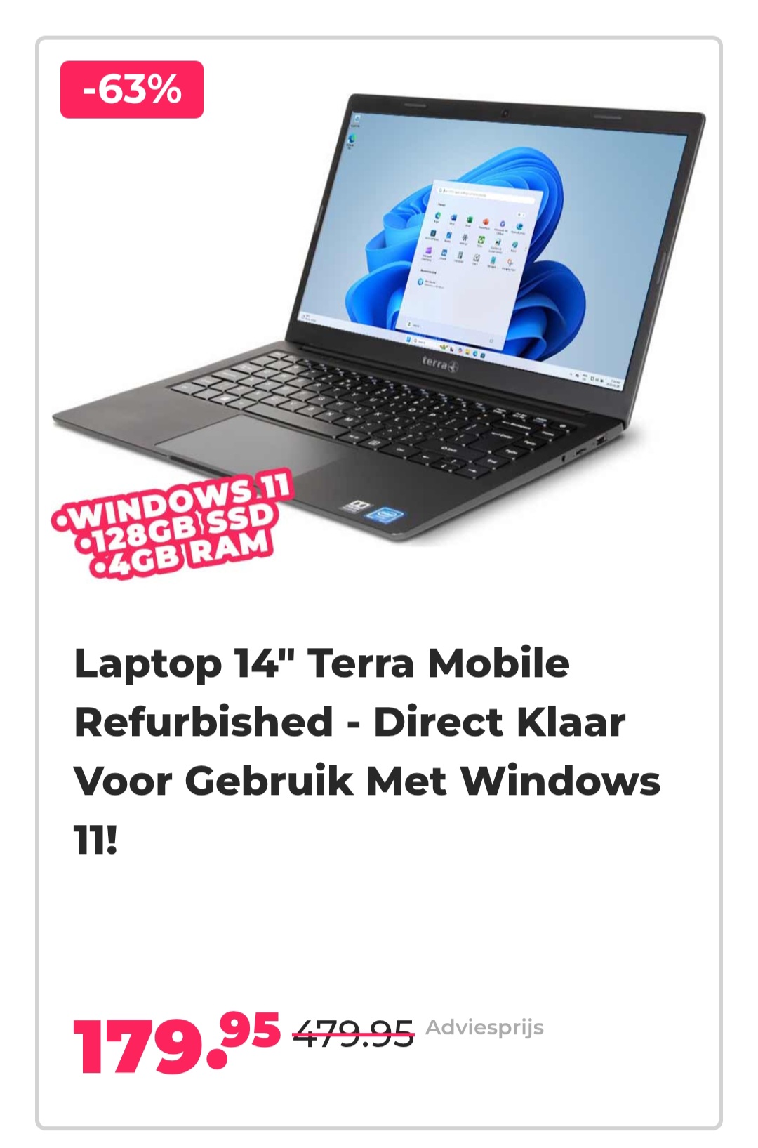 Laptop 14" -63% bij voordeelvanger.nl