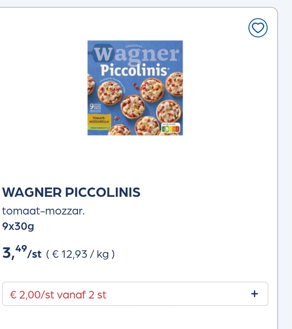 WAGNER PICCOLINIS tomaat-mozzar. 9x30g in promo