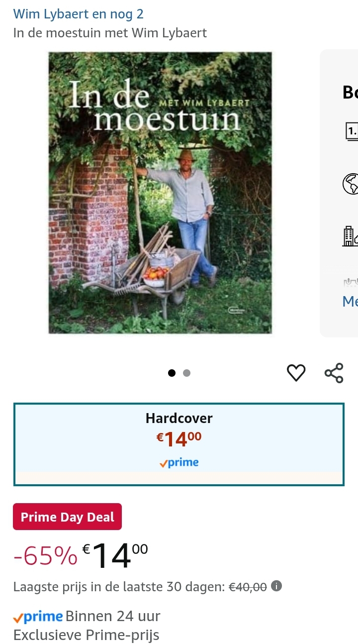 Prime day deal: Boek "In de moestuin met Wim Lybaert" nu -65% bij Amazon