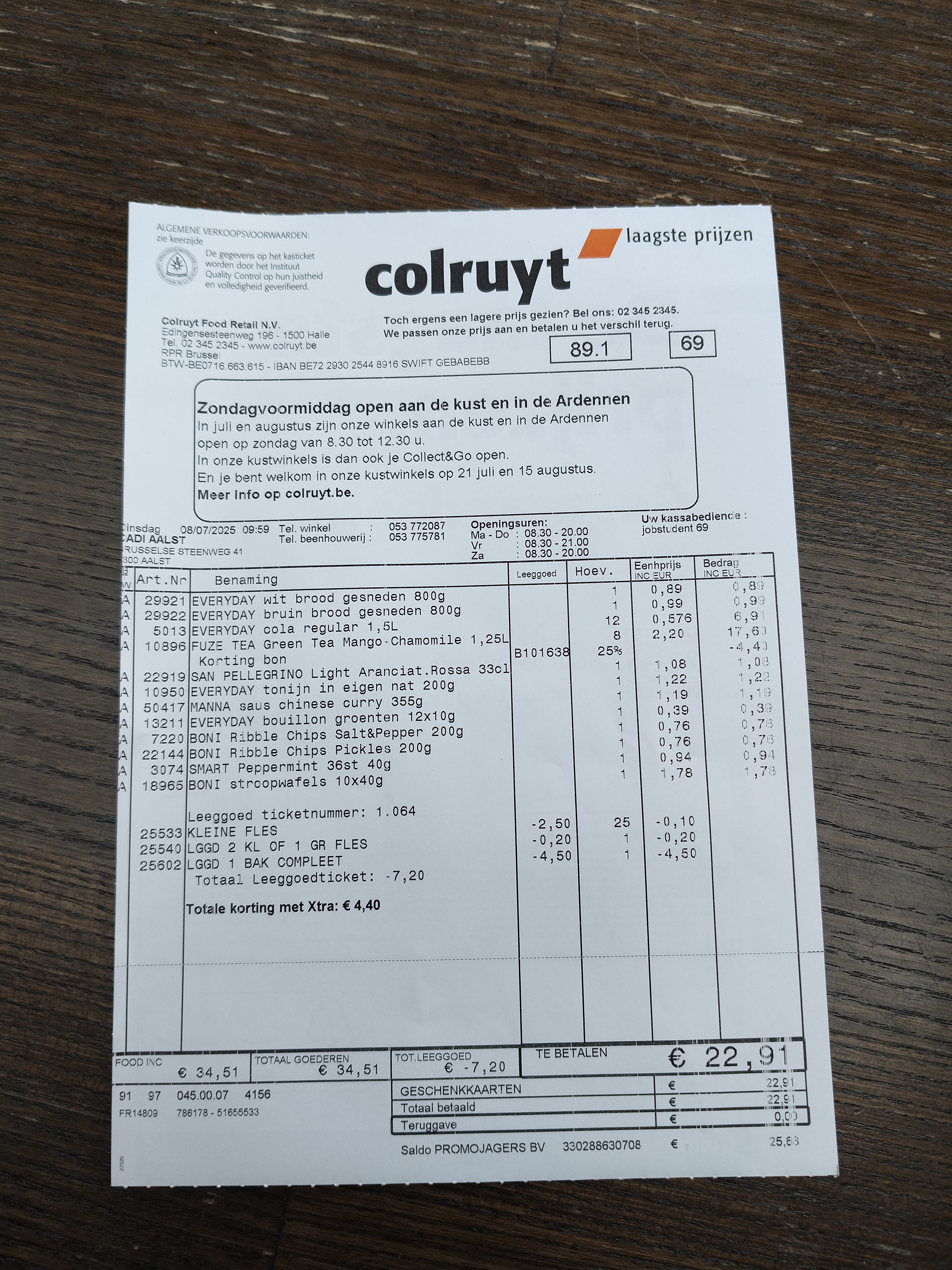 Colruyt fuze tea mango 25%
