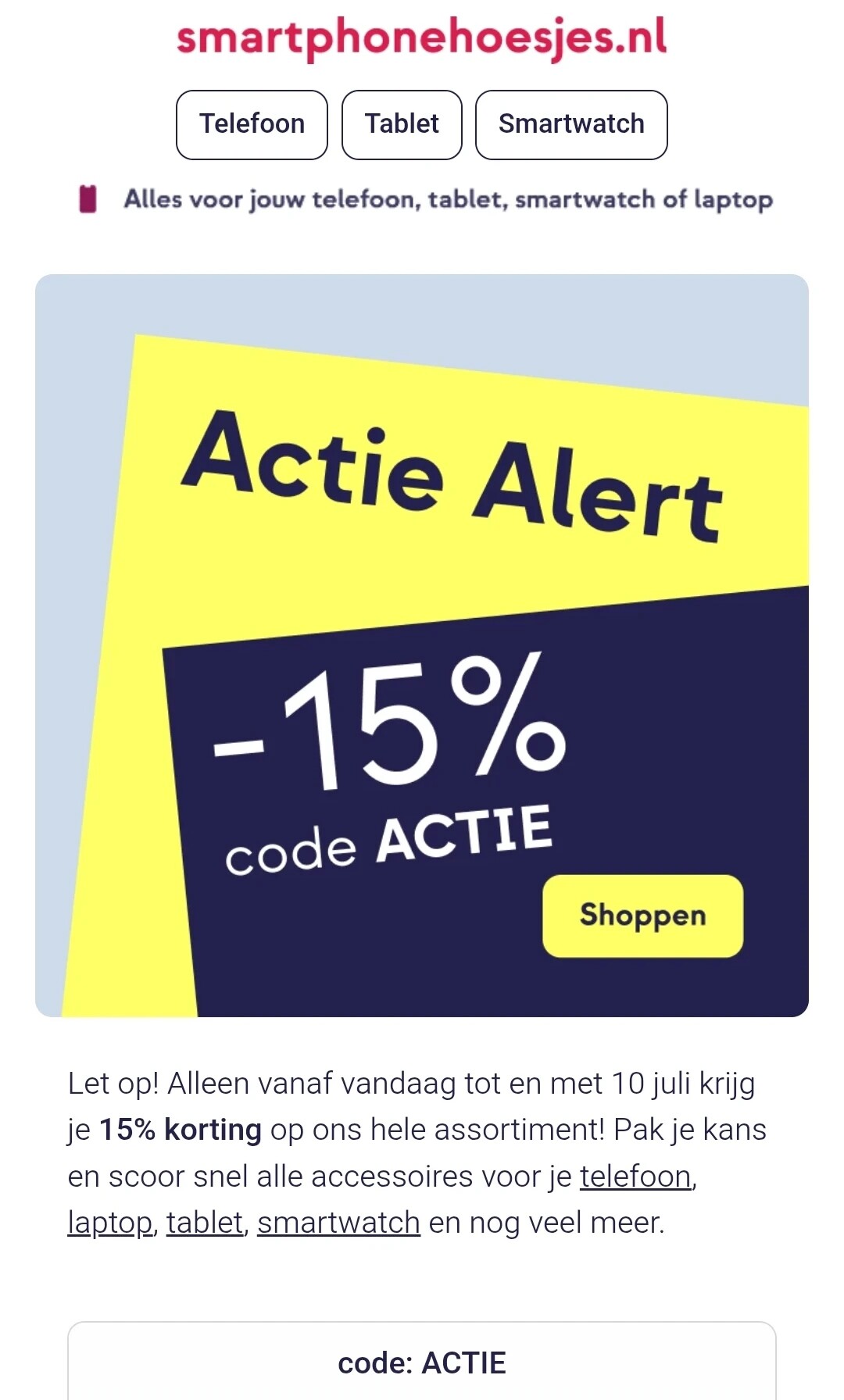 smartphonehoesjes.nl: 15% korting