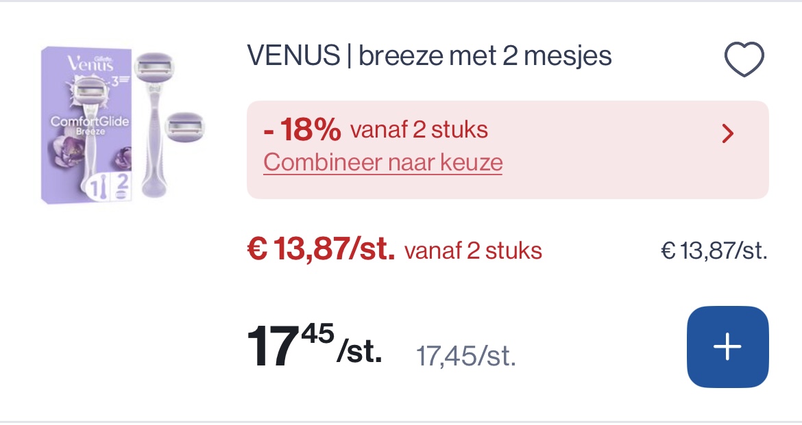Venus sheerapparaten -18% bovenop