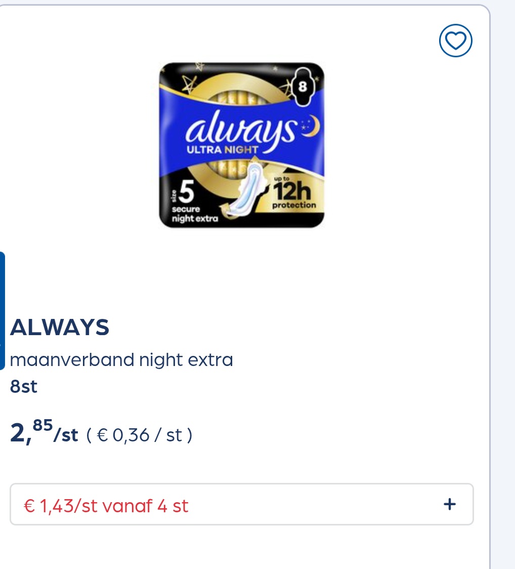 Always inlegkruisjes, verbanden tot -50%