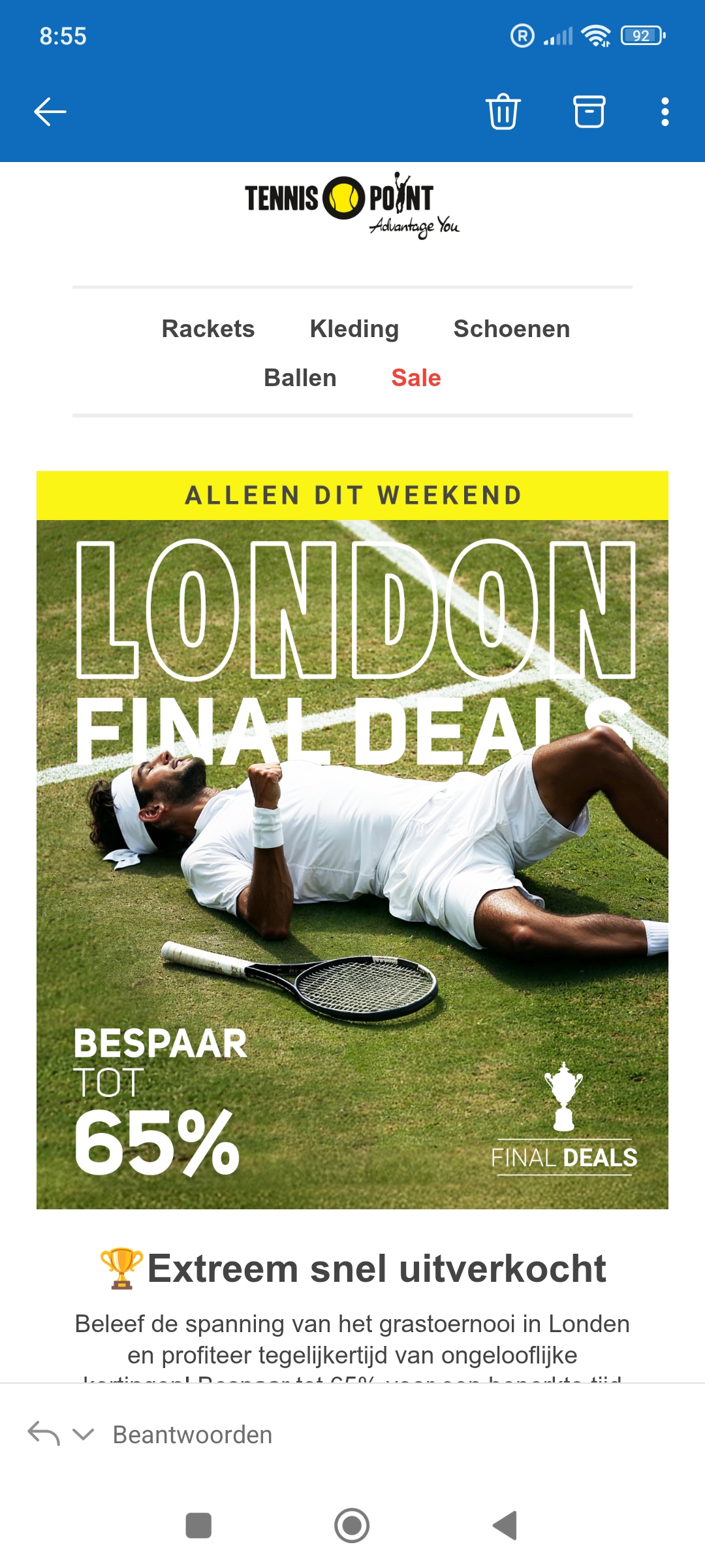 tennis point: tot 65% korting