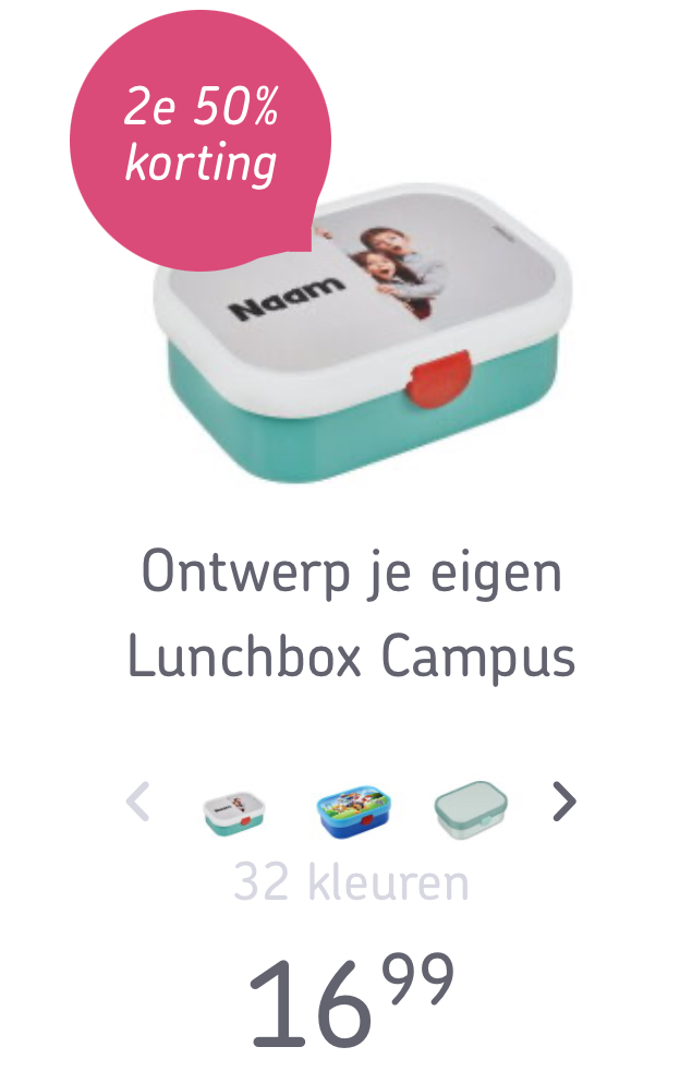 50% korting op het 2e gepersonaliseerde product