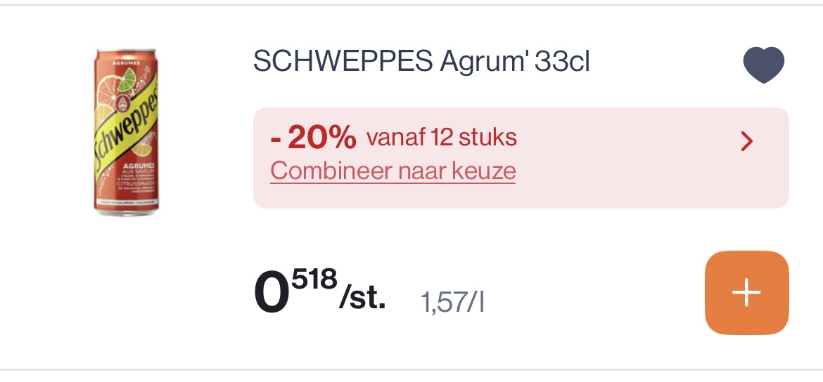 Schweppes agrumes 33 cl -20% extra bovenop reactie Carrefour